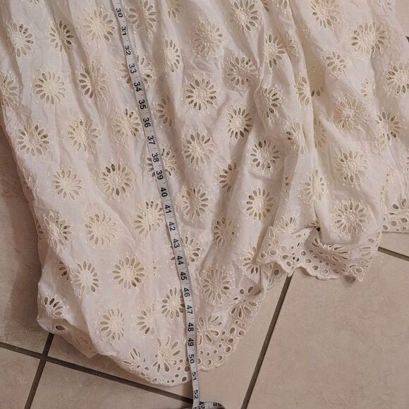 NEW Madewell Aubriella Midi Dress Embroidered Drop-Waist Floral Eyelet Cream - Picture 11 of 15